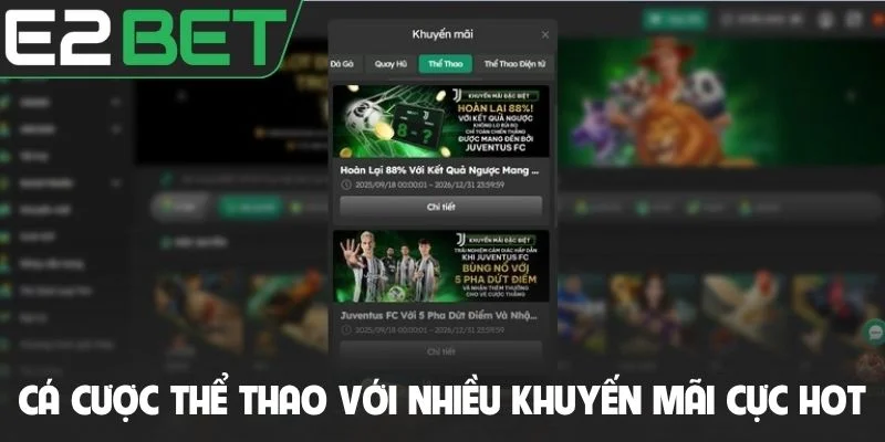 Cá cược thể thao tại e2bet với nhiều khuyến mãi cực hot