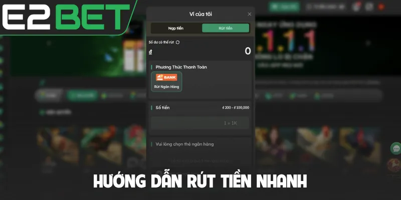 Hướng dẫn rút tiền nhanh